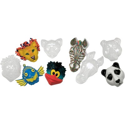Roylco Make-A-Mask Animal Masks, Plastic, 8 x 6-1/2 x 2-1/2 Inches, Clear, set of 5