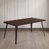 FurnitureR Rectangular Dining Table with Sturdy Thickened Wooden Tabletop and Metal Steel Legs,, Ideal for Home Kitchen Office, Brown - 2 of 4