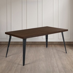FurnitureR Rectangular Dining Table with Sturdy Thickened Wooden Tabletop and Metal Steel Legs,, Ideal for Home Kitchen Office, Brown - 1 of 4