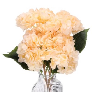 Unique Bargains Home Wedding Decor Hydrangea Silk Faux Artificial Flowers 17.7'' Long - 1 of 4