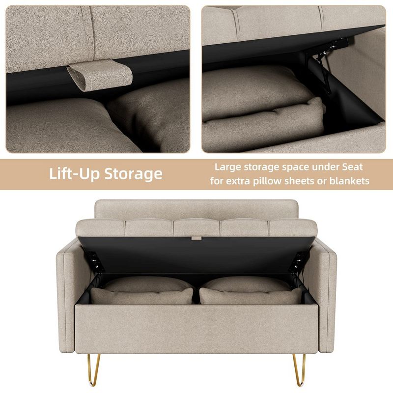 44.5 Inch Small Modern Loveseat Sofa Couch with Storage Under Seat Cushion, 2 of 10
