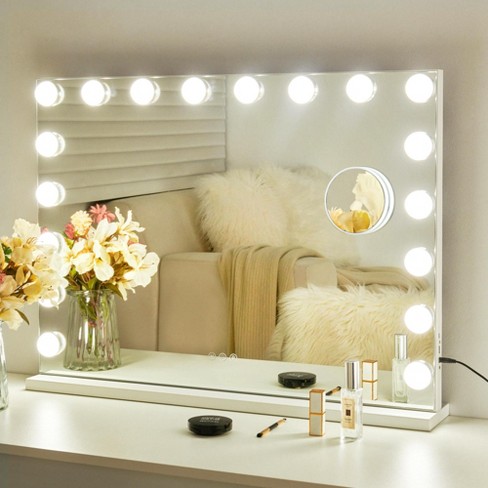 Depuley 23 x 18 In Makeup Vanity Mirror, 3 Color Changing 15Pcs Dimmable  LED Light Bulbs
