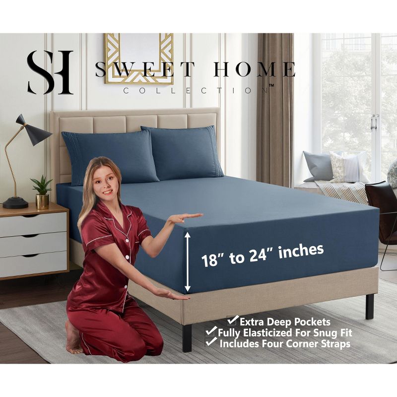 18"-24" Extra Deep Pocket, Double Brushed High End Microfiber Sheet Set by Sweet Home Collection™, 1 of 5