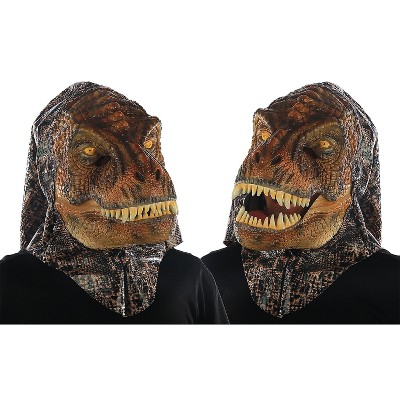 Seasonal Visions Adult Animated T-Rex Tyrannosaurus Costume Mask - 13 in. - Brown