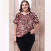 Anna-Kaci Women's Plus Size Short Sleeve Sequin Top Round Neck - 3 of 4