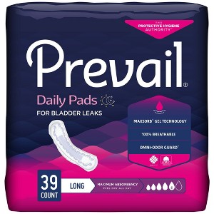 Prevail Daily Pads Female Incontinent Pad Long Length 13" L PV-915/1, Maximum, 156 Ct - 1 of 3