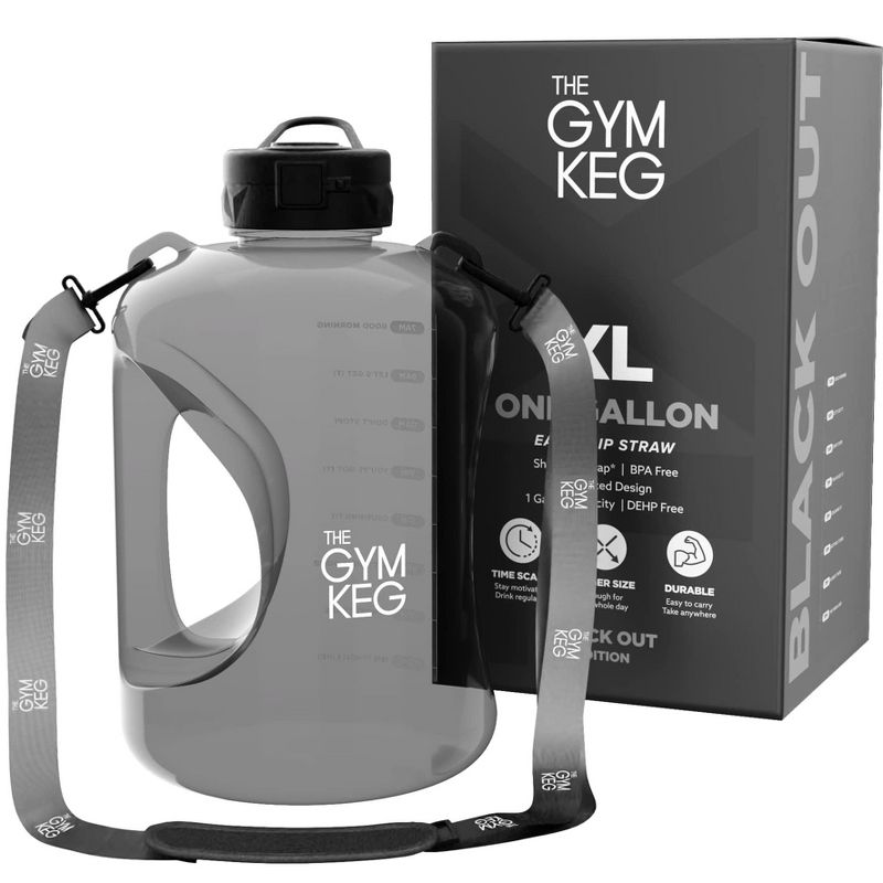 THE GYM KEG 128Oz Water Bottle with Straw Lid - Black, 1 of 4