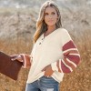 Women's V-Neck Buttoned Striped Long Sleeve Sweater - Cupshe - 3 of 4