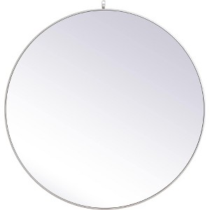 Elegant Lighting Metal frame round mirror with decorative hook 45 inch in Silver - 1 of 4