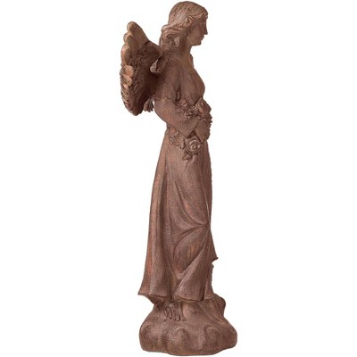 Large Rust Finish Resin Tudor Garden Angel Statue