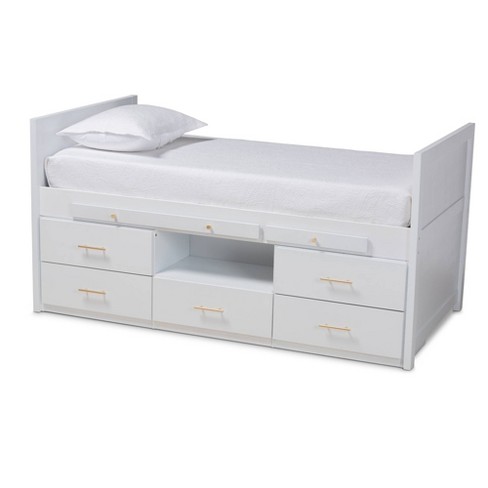 White twin deals bed with storage