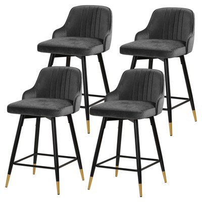 Bekrvio Swivel Bar Stools Set of 2/4,25.6"/29" Counter Height Stool Velvet Upholstered Armless Bar Chair with Metal Frame for Kitchen Island