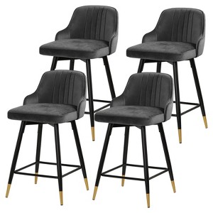 Bekrvio Swivel Bar Stools Set of 2/4,25.6"/29" Counter Height Stool Velvet Upholstered Armless Bar Chair with Metal Frame for Kitchen Island - 1 of 4