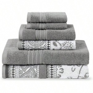 6 Piece Towel Set, 2 Bath Towel- 27"x54", 2 Hand Towel- 16"x28", 2 Washcloth- 13"x13" - 1 of 4