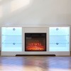 58" TV Stand Electric Fireplace With Glass Shelves,3D Fireplace TV Stand With USB Charging Television Table-Cuddlewood - 3 of 4