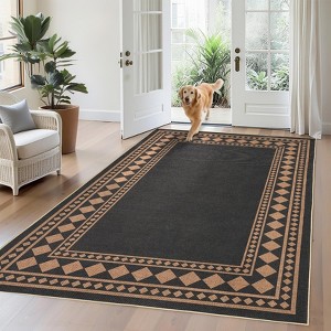 2x6FT Jute Washable Area Rug for Living Room, Modern Non-Slip Outdoor Rug for Patio, Non-Shedding Stain Resistant Soft Carpet for Bedroom - 1 of 4