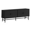 Monarch Specialties Tv Stand 60 Inch Console Media Entertainment Center Storage Cabinet Black Laminate Black Metal Contemporary Modern - 2 of 4