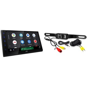 JVC KW-M595BT - 6.8" WSVGA 1DIN Short DMR, CP/AA, iData, SXM, 1Cam, 2.5V Receiver with PYLE PLCM10 License Plate Mount Rearview Camera - 1 of 4