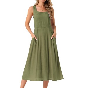 INSPIRE CHIC Women's Linen Summer Sleeveless Casual Loose Flowy Maxi Tank Beach Sundress - 1 of 4