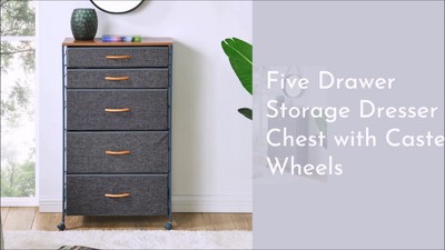 Closet Drawers Tall Dresser Organizer with 5 Drawers and Wheels