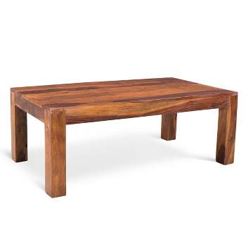 Handcrafted Cube Coffee Table - (16H x 43W x 23.5D) - Natural - Timbergirl