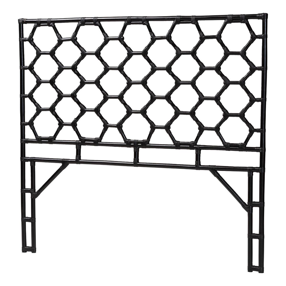 bali & pari Queen Size Revonda Rattan Standalone Headboard Black - thumbnail 4