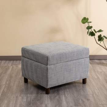 25" Wide Rectangle Storage Ottoman with Wood Legs and Hinged Lid - WOVENBYRD