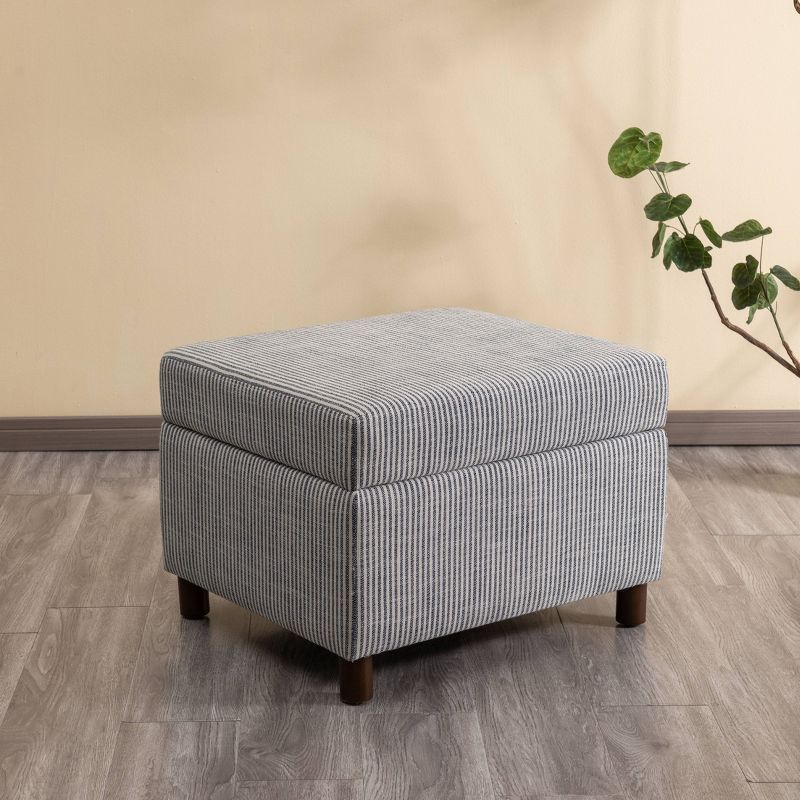 25" Wide Rectangle Storage Ottoman with Wood Legs and Hinged Lid - WOVENBYRD, 1 of 17