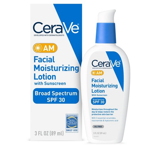 kronblad Dyster hinanden Cerave Face Moisturizer With Sunscreen, Am Facial Moisturizing Lotion For  Normal To Dry Skin - Spf 30 - 3 Fl Oz​​ : Target