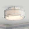 Possini Euro Design Modern Ceiling Lighting Semi Flush Mount Fixture 16" Wide Chrome 2-Light Sheer Outer Off White Inner Drum Shade for Bedroom House - 2 of 4