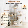 BingoPaw 56 Inch Tall Modern Multi-Levels Cat Tree Tower Cats Furniture Kitten Play Center with Flower Perch, Wicker Basket & Solid Willow Wood Posts - 4 of 4
