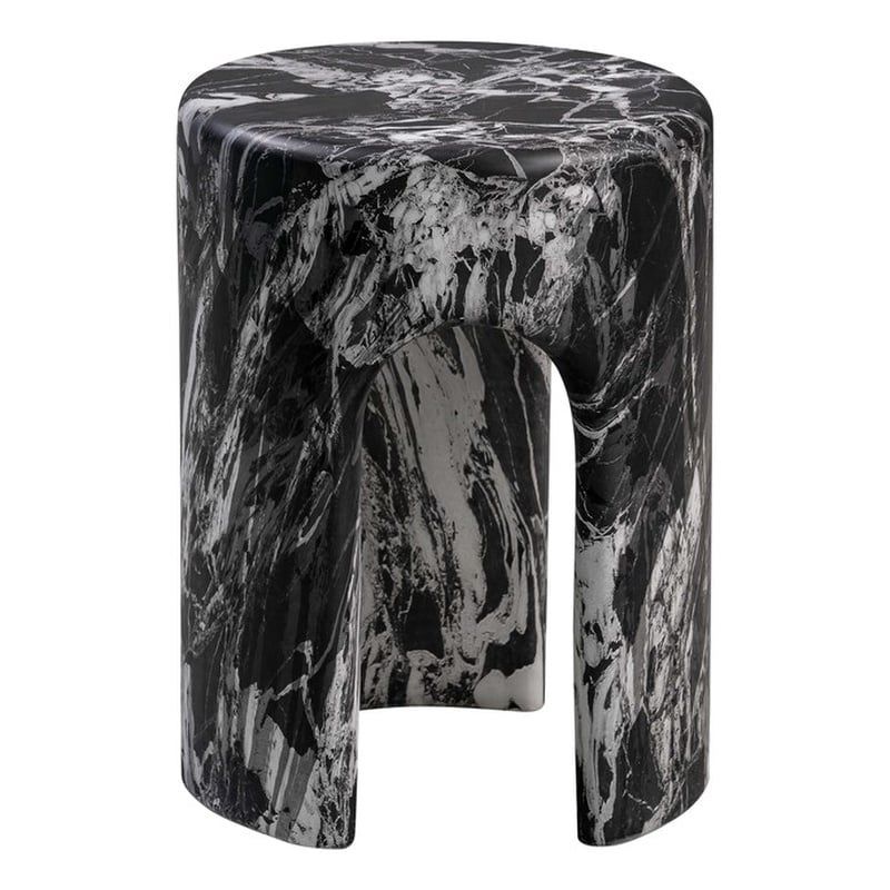 TOV Furniture Marisol 14" Round Marble Side Table in Black Finish, 2 of 9