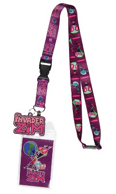 Invader Zim And Gir Id Badge Holder Lanyard W/ 2 Logo Rubber Pendant  Purple : Target