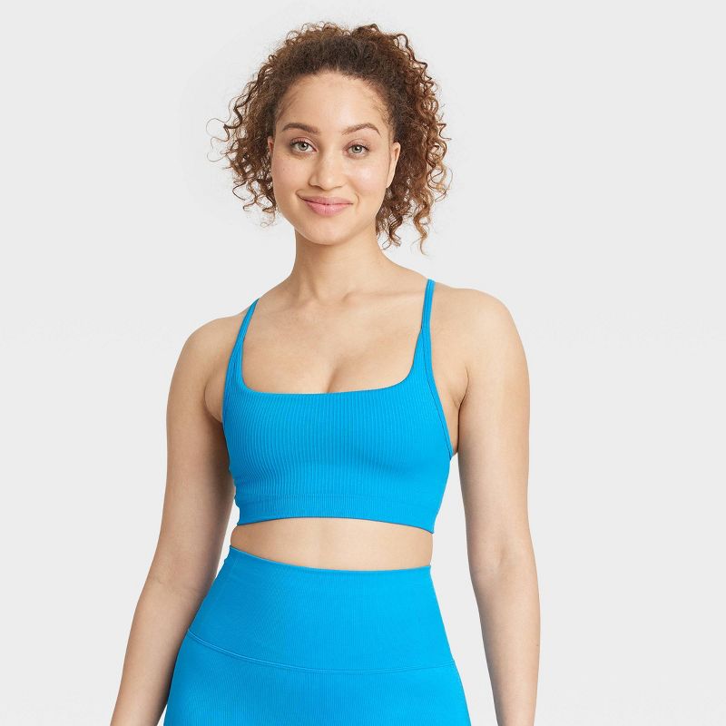 Women's Seamless Light Support Rib Sports Bra - All In Motion™, 1 of 7