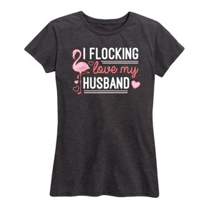 Women's - Instant Message - Valentine's Day I Flocking Love My Husband Short Sleeve Graphic T-Shirt - 1 of 4
