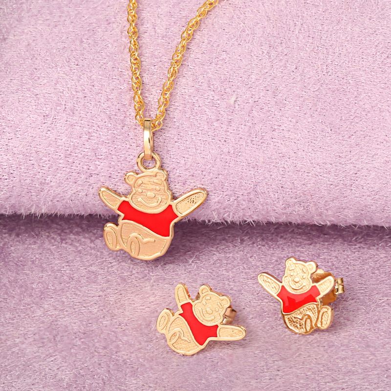 Disney Classics Winnie the Pooh 14k Gold Winnie the Pooh Red Shirt Pendant Necklace, 18", 4 of 6