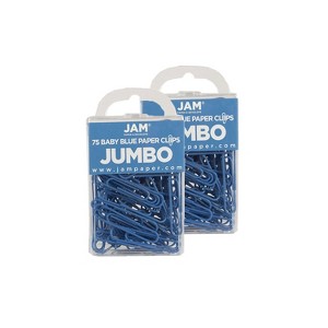 JAM Paper Colored Jumbo Paper Clips Large 2 Inch Baby Blue Paperclips 221819034A - 1 of 3