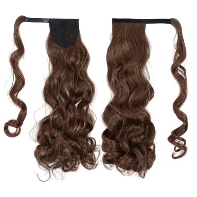 Alilang 22 Inch Long Curly Wrap Around Ponytail for Women Clip in Ponytail Hair Extensions Synthetic Brown Hair Pony Tails Hairpieces