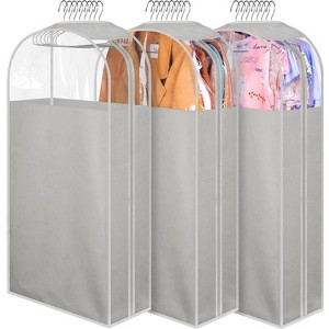 3 Pack 40" Clear Gusseted Garment Bags, 10" Hanging Suit Covers for Closet Storage & Travel - 1 of 4