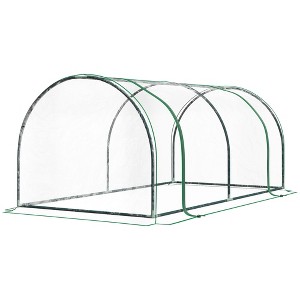 7' L x 3' W x 2.5' H Portable Tunnel Greenhouse for Outdoor Garden Hot House with 4 Zippered Doors, PVC Cover - 1 of 4