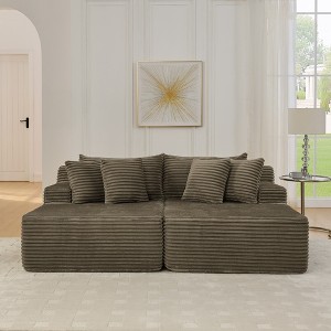 VAISP Two-seater Velvet Lounge Chair - No Assembly Fluffy Sofa, Modern Black Lounger for Living Room & Bedroom - 1 of 4