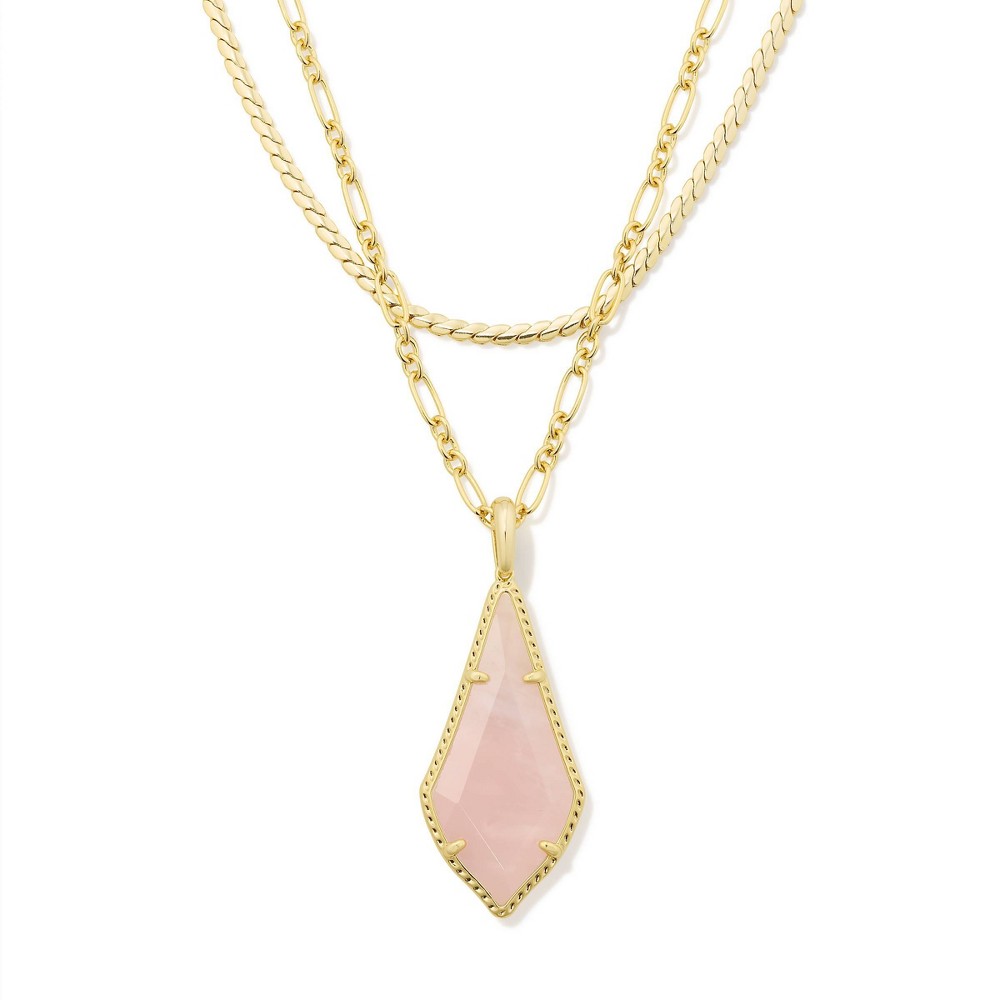 Photos - Pendant / Choker Necklace KENDRA SCOTT Jesse Multi-Strand Pendant Necklace - Gold/Rose Quartz 