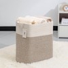 Aoibox Woven Storage Basket with Handle White Brown Collapsible Decorative Fabric Organizer for Toys Laundry Room - 3 of 4