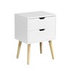Gulches Side Table with 2 Drawer and Rubber Wood Legs, Mid-Century Modern Storage Cabinet for Bedroom Living Room Furniture, White - 2 of 4