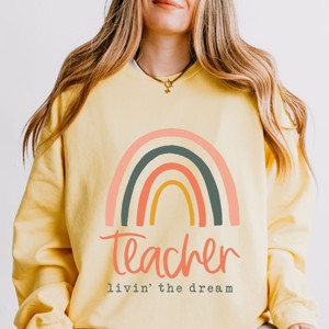 Simply Sage Market Teacher Livin' The Dream Rainbow Lightweight Garment Dyed Sweatshirt - 1 of 4