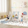 Costway 7-in-1 Toddler Slide with Height Adjustable Basketball Hoop & Swing Golf Soccer - 2 of 4