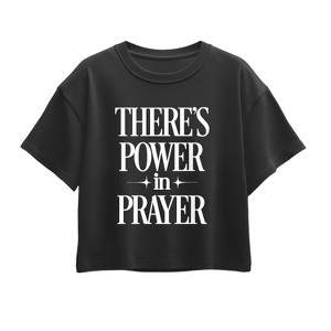 Girls' - Instant Message - Theres Power In Prayer Short Sleeve Boxy Graphic T-Shirt - 1 of 3