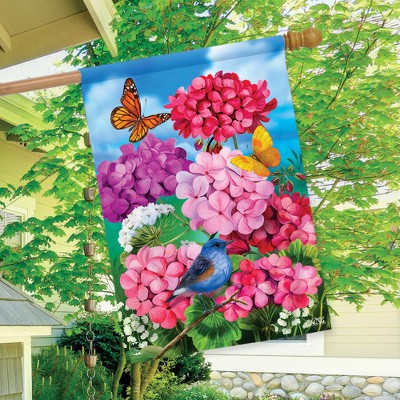 Spring Floral Garden Flag with Birds and Butterflies, 28" x 40"
