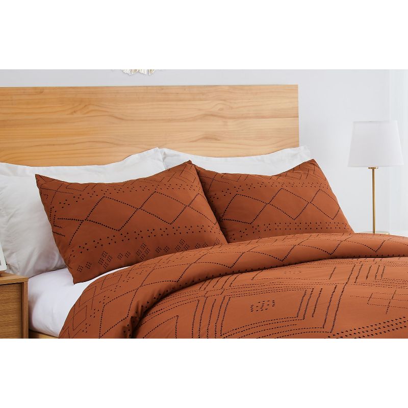 Sweet Jojo Designs Throw Pillow Covers Boho Geometric Orange and Black 2pc, 2 of 4
