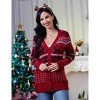 Women's Christmas Chunky Knit Cardigan Sweater Long Sleeve V Neck Button up Cardigan with Pocket Sweater Coat for Fall and Winter - 3 of 4